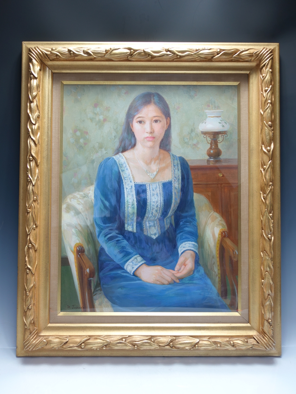 油彩画（日本）】徳田宏行 「青衣」を買取り致しました。 | 骨董品高価