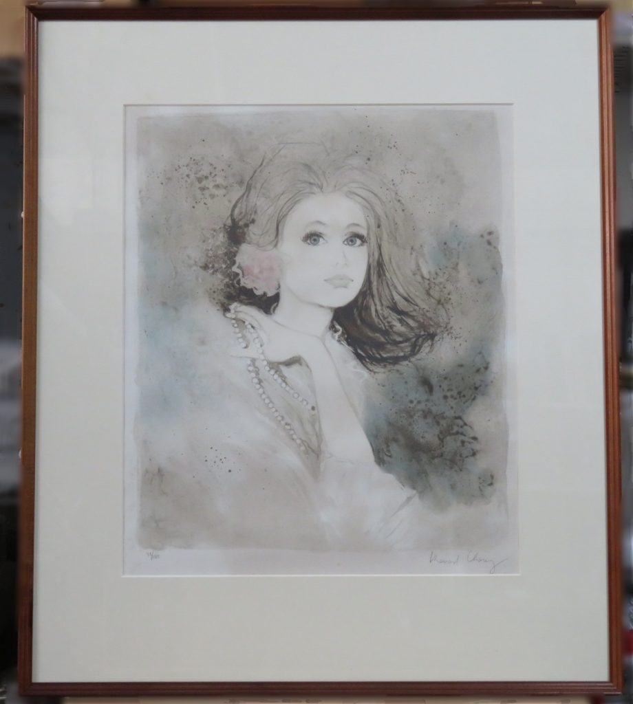 【版画（リトグラフ）】ベルナール シャロワ「バラと真珠と首飾」を買取り致しました。　