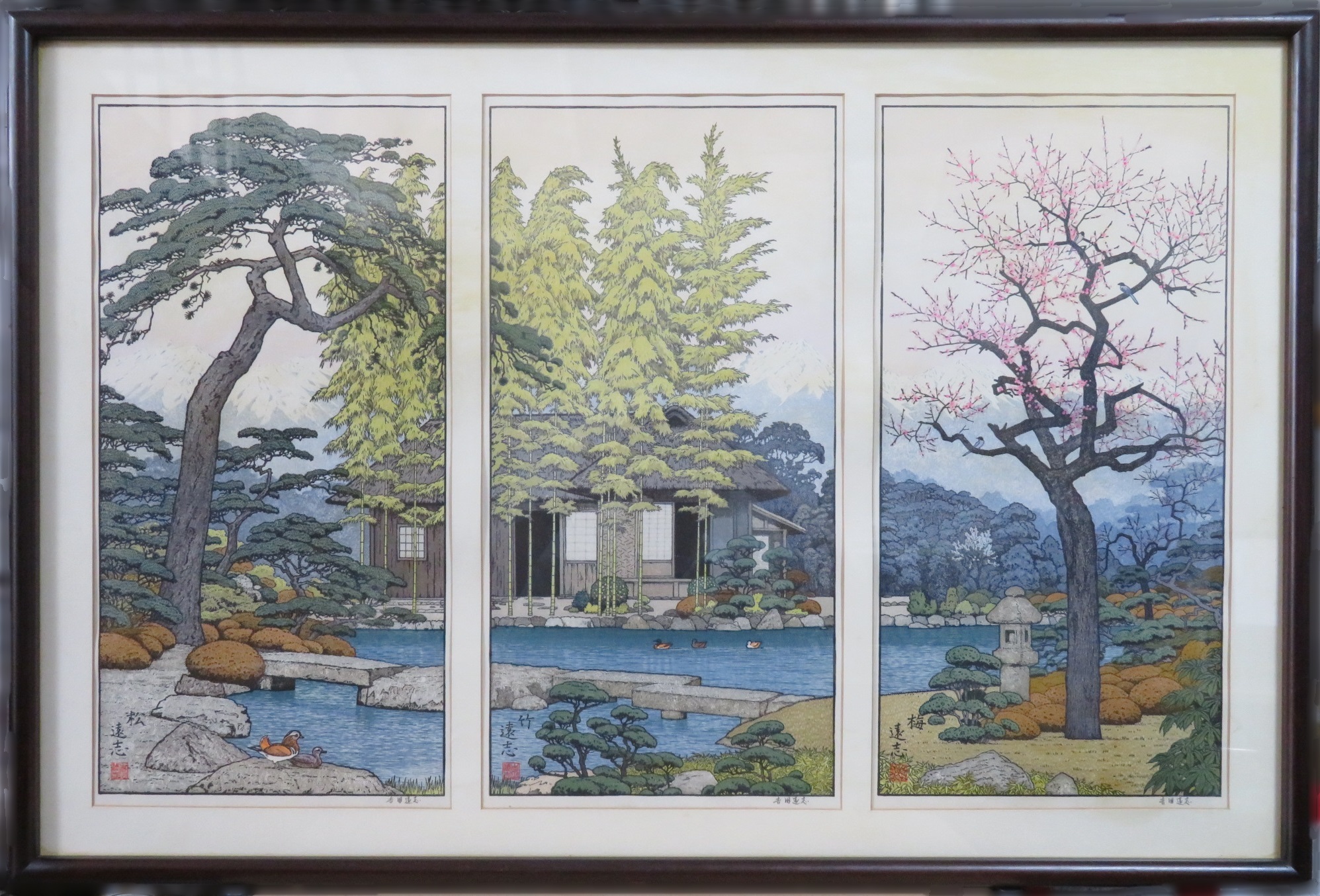 15,400円本物！吉田遠志　天龍寺の庭　木版画