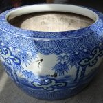 【火鉢】無銘「松鶴図染付火鉢」を買取り致しました。